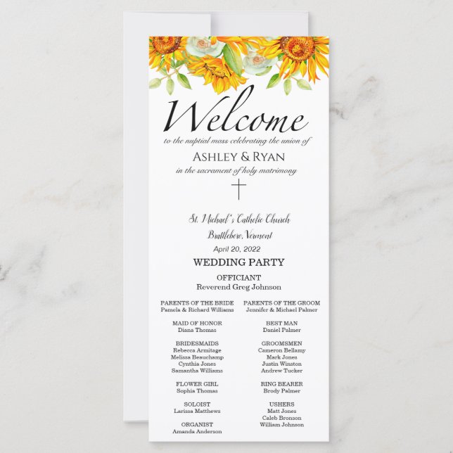 Ashle Catholic Wedding Program with Mass  (Front)