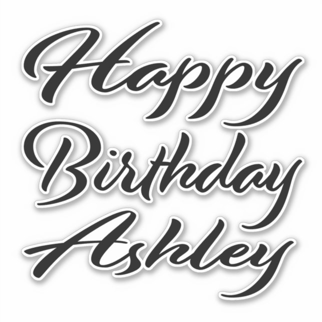 Ashley name first name black Sticker birthday (Front)