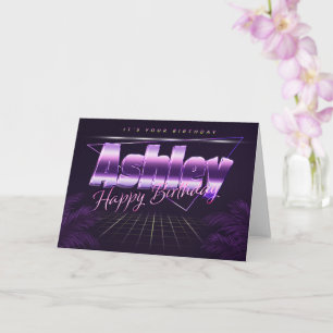 Ashley Name Vorname lila retro Karte Geburtstag Card