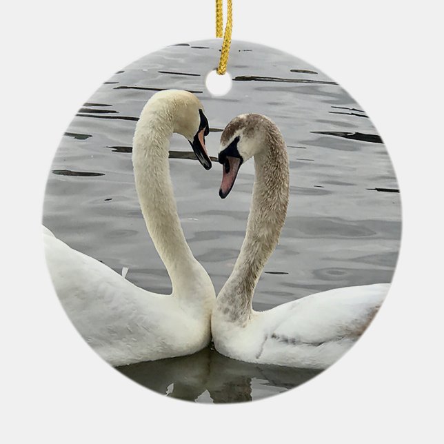 Ashley's Swans In Love ornament personalised (Front)