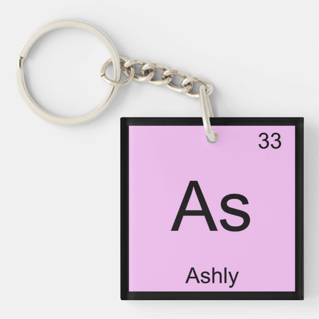 Ashly Name Chemistry Element Periodic Table Key Ring (Front)