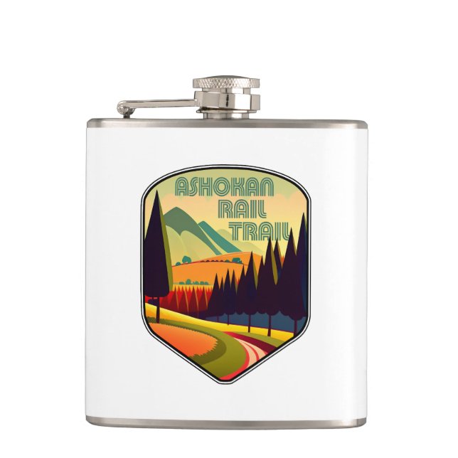 Ashokan Rail Trail New York Colours Hip Flask (Front)