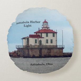Ashtabula Harbour Light round pillow
