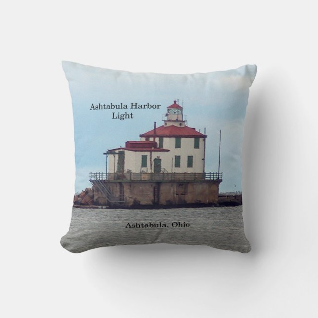 Ashtabula Harbour Light square pillow (Front)