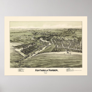 Ashtabula Harbour, OH Panoramic Map - 1896 Poster