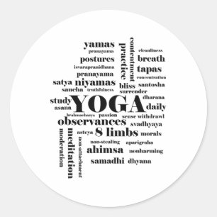 Ashtanga Yoga 8 Limbs Of Word Cloud Educational . Classic Round Sticker