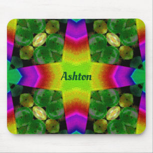 ASHTON ~ Bright Fluoro Pattern Personalised Mouse Pad