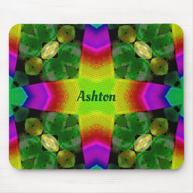 ASHTON ~ Bright Fluoro Pattern Personalised  Mouse Pad (Front)