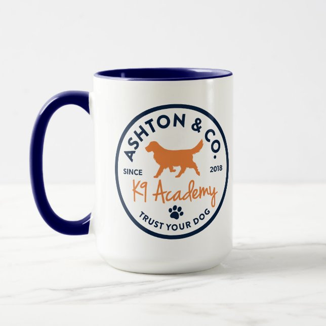 Ashton & Co. K9 Academy 15 oz. 2c. Navy Circle Mug (Left)