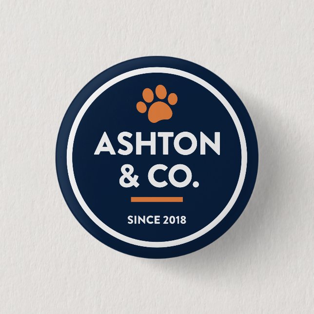 Ashton & Co. K9 Academy 2c Paw Dark 3 Cm Round Badge (Front)