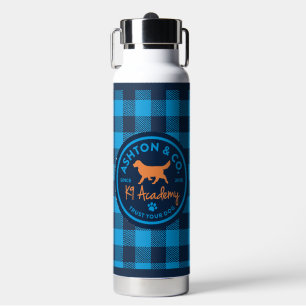 Ashton & Co. K9 Academy Blue Plaid Water Bottle