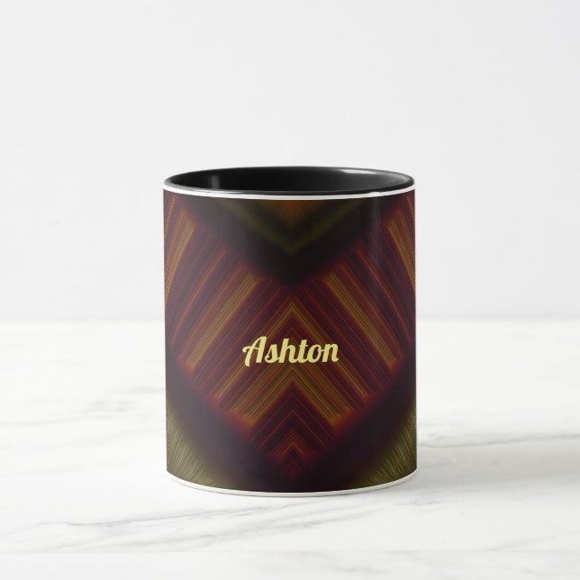 ASHTON ~ GLOSSY 3D Glossy Black Brown Green ~ Mug (Center)