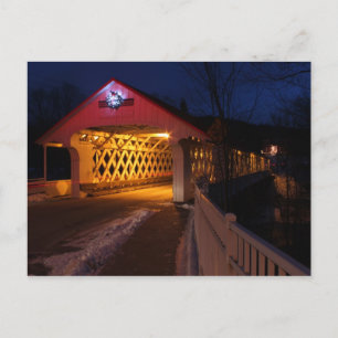 Ashuelot Covered Bridge Winchester NH at Night Postcard