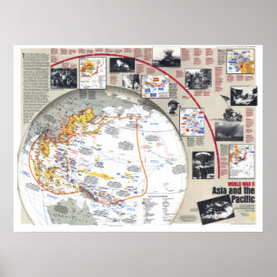 " Asia: 1937/45 - History map of the Pacific War Poster