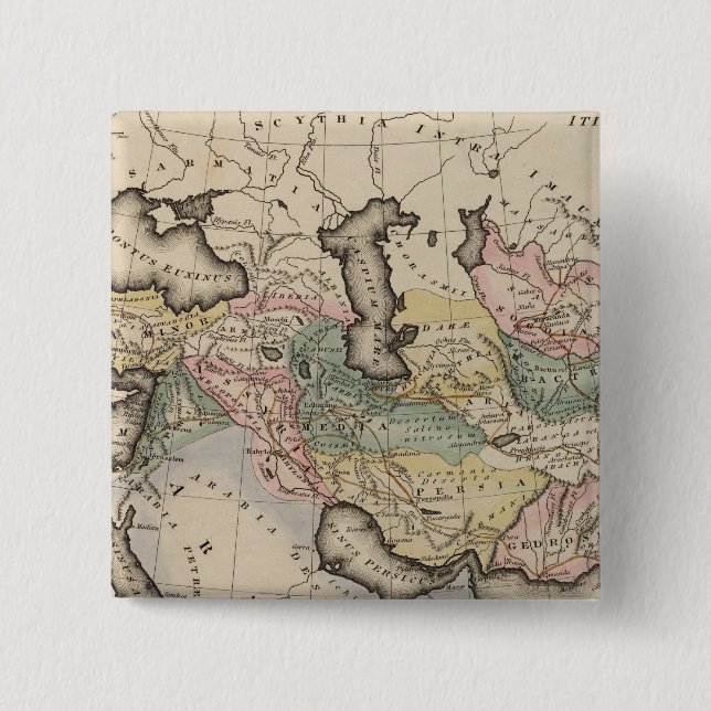 Asia Atlas Map 15 Cm Square Badge (Front)