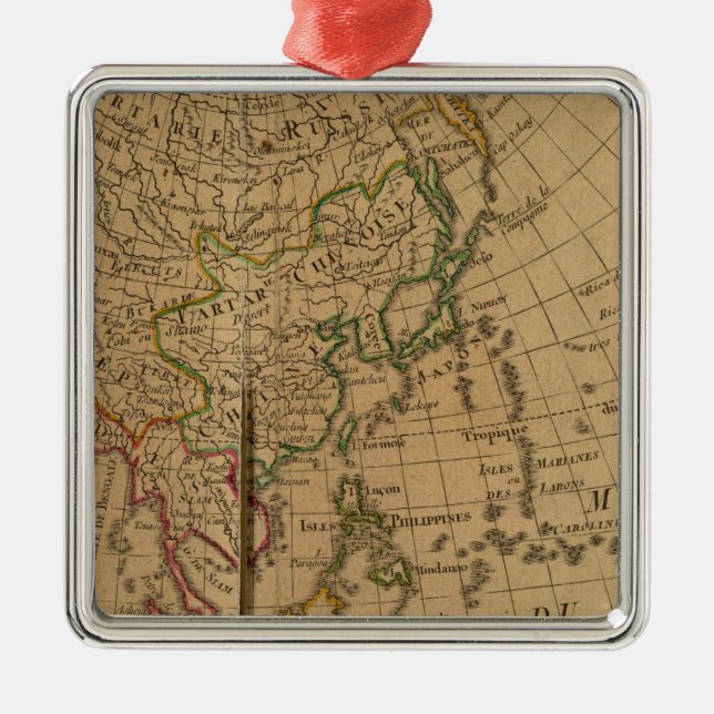 Asia Atlas Map Metal Tree Decoration (Front)