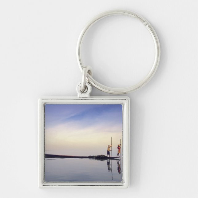 Asia, Burma, (Myanmar) Fishing boat reflected on Key Ring (Front)