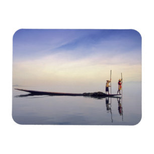 Asia, Burma, (Myanmar) Fishing boat reflected on Magnet