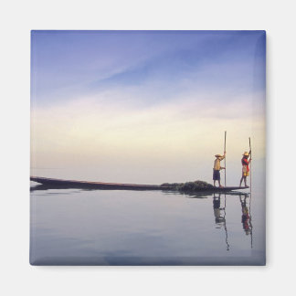 Asia, Burma, (Myanmar) Fishing boat reflected on Magnet