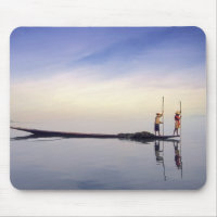 Asia, Burma, (Myanmar) Fishing boat reflected on