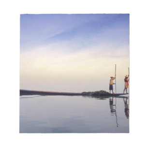 Asia, Burma, (Myanmar) Fishing boat reflected on Notepad