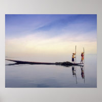 Asia, Burma, (Myanmar) Fishing boat reflected on
