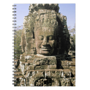 Asia, Cambodia, Siem Reap. Angkor Thom, heads of Notebook