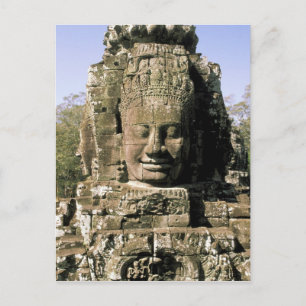 Asia, Cambodia, Siem Reap. Angkor Thom, heads of Postcard