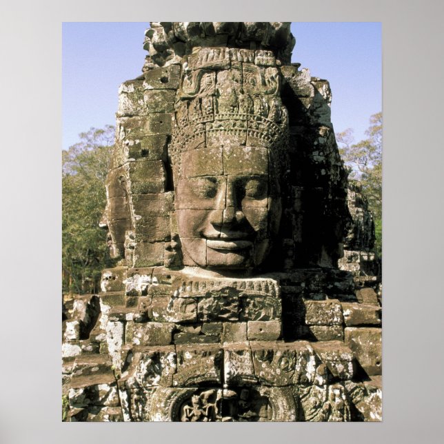 Asia, Cambodia, Siem Reap. Angkor Thom, heads of Poster (Front)