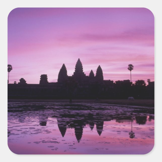 Asia, Cambodia, Siem Reap, Angkor Wat (b. 12th 2 Square Sticker (Front)