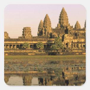 Asia, Cambodia, Siem Reap. Angkor Wat. Square Sticker