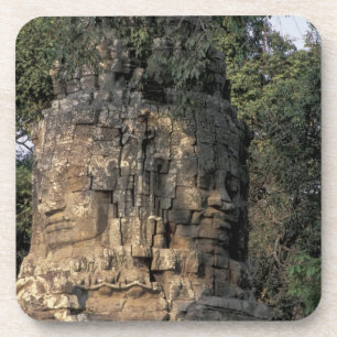 Asia, Cambodia, Siem Reap. Huge stone sculptures Coaster