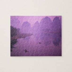 Asia, China, Guanxi, Yangshou. Fishermen on raft Jigsaw Puzzle