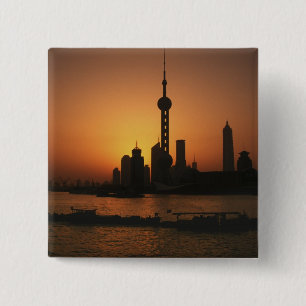 ASIA, China, Shanghai View of Oriental Pearl TV 15 Cm Square Badge