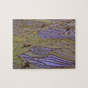 Asia, China, Yunnan Province, Yuanyang. Flooded Jigsaw Puzzle