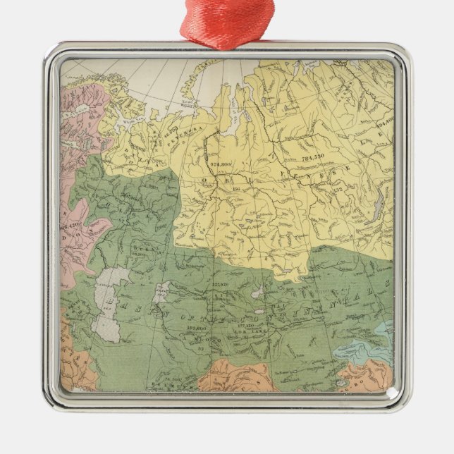 Asia, Europe river systems Metal Tree Decoration (Front)