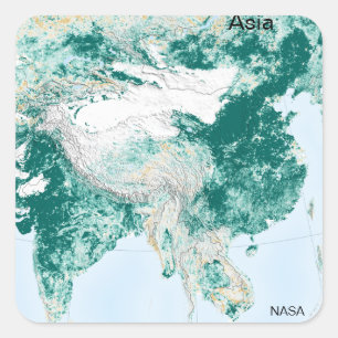 Asia from Space, NASA Satellite Square Sticker