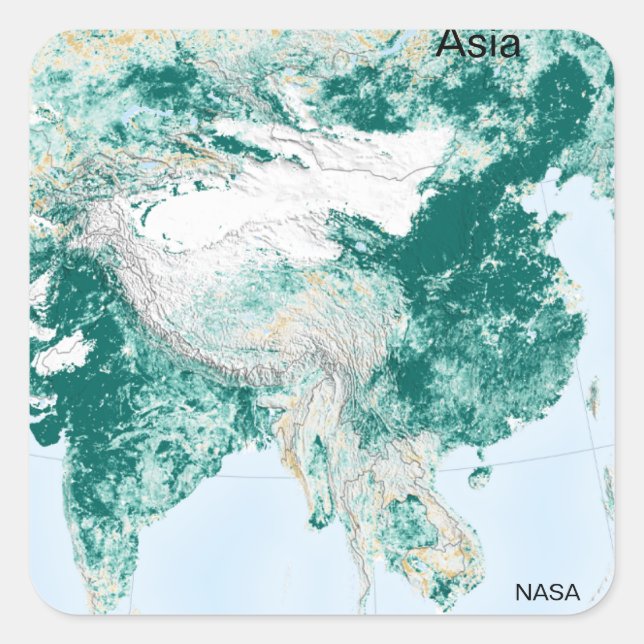 Asia from Space, NASA Satellite Square Sticker (Front)