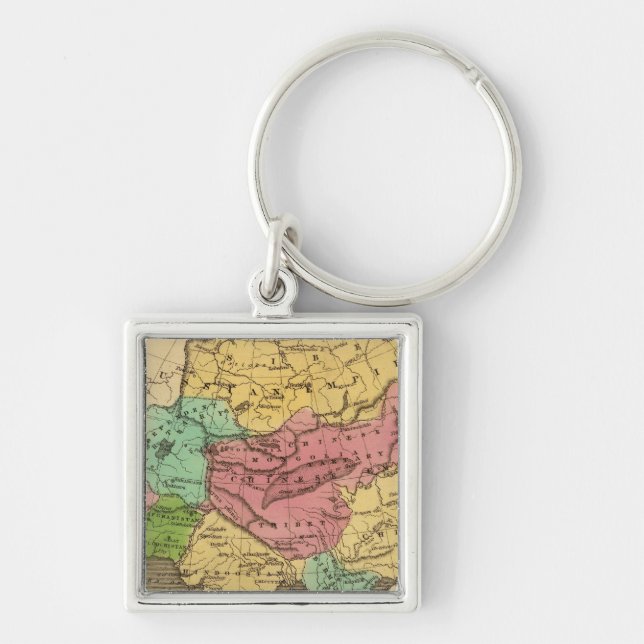 Asia Hand Coloured Atlas Map 2 Key Ring (Front)