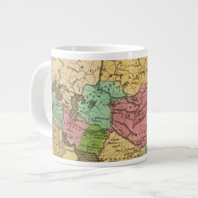 Asia Hand Coloured Atlas Map 2 Large Coffee Mug (Front Left)