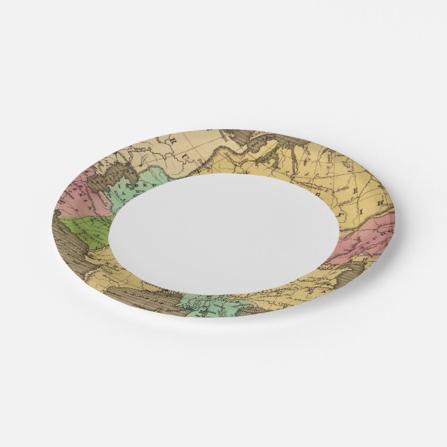 Asia Hand Coloured Atlas Map 2 Paper Plate (Angled)