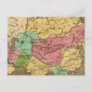 Asia Hand Coloured Atlas Map 2 Postcard