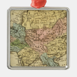 Asia Hand Coloured Atlas Map Metal Ornament