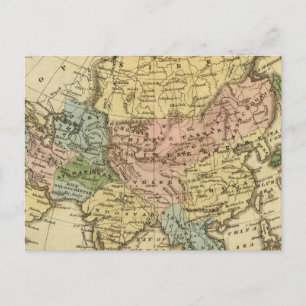 Asia Hand Coloured Atlas Map Postcard