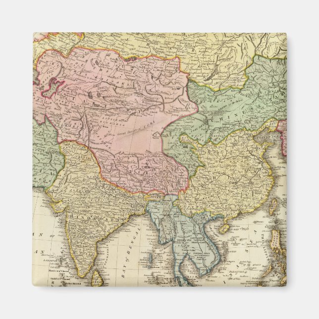 Asia Hand Coloured Map Magnet (Front)