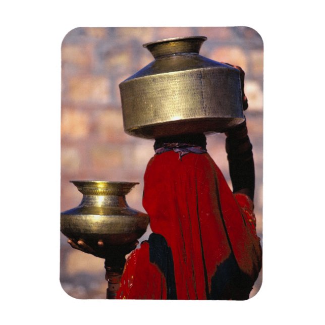 Asia, India, Rajasthan. A local woman in a red Magnet (Vertical)