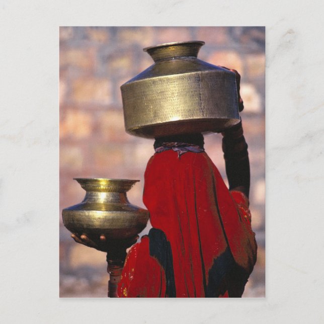 Asia, India, Rajasthan. A local woman in a red Postcard (Front)