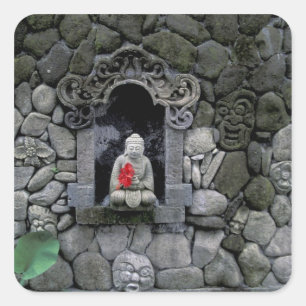 Asia, Indonesia, Bali. A shrine of Buddha Square Sticker