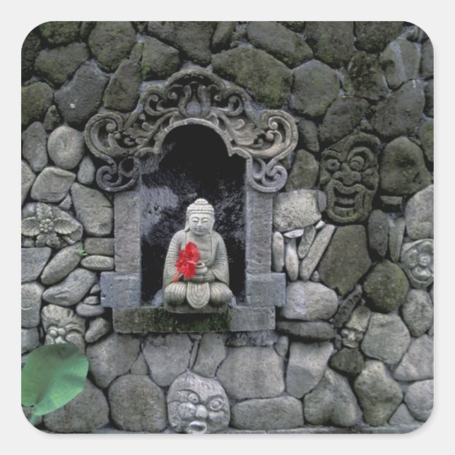 Asia, Indonesia, Bali. A shrine of Buddha Square Sticker (Front)