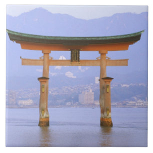 Asia, Japan, Hiroshima. Mivaiima. Torii Gate Ceramic Tile